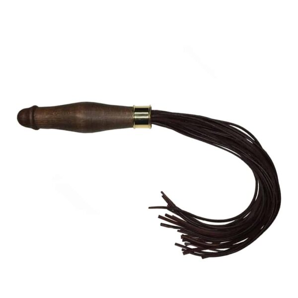 Leather whip with beech wood and gold plated brass handle THE MODEL TRAITOR at Brigade Mondaine