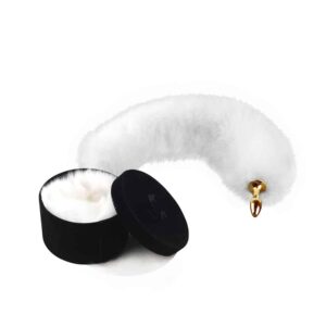Anal plug in white fox fur in the shape of fox tail or rabbit tail UPKO at Brigade Mondaine