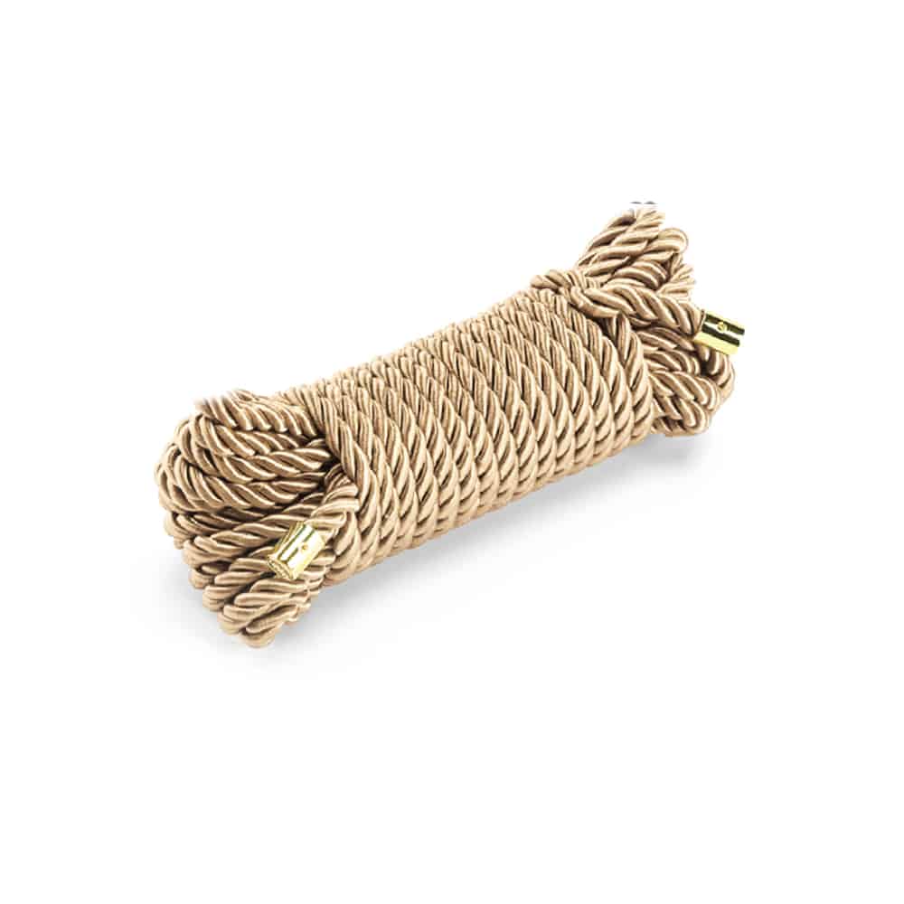 Cuerda shibari de nylon dorado para ataduras de esclavitud UPKO en Brigade Mondaine