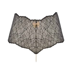 Culotte taille haute avec perles stimulantes en dentelle noire collection SYDNEY avec petit noeud sur le devant BRACLI chez Brigade Mondaine