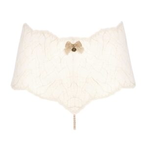 High waist briefs with stimulating pearls in ivory lace SYDNEY collection with small bow on the front BRACLI at Brigade Mondaine