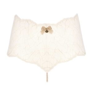 High waist briefs with stimulating pearls in ivory lace SYDNEY collection with small bow on the front BRACLI at Brigade Mondaine