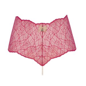 Culotte taille-haute avec perles stimulantes en dentelle rouge collection SYDNEY avec petit noeud sur le devant BRACLI chez Brigade Mondaine