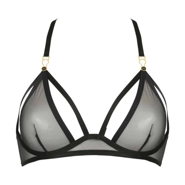 Soutien Gorge noir vue de face non porté sur fond blanc de la collection Insoutenable Légèreté d'Atelier Amour chez Brigade Mondaine