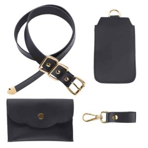 ALBANE BELT en cuir noir avec finitions métal doré avec deux pochettes amovibles de MIA ATELIER chez BRIGADE MONDAINE