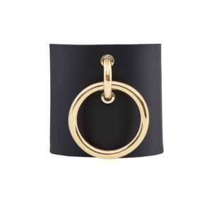 MARIA BRACELET / Manchette en cuir noir avec un anneau en métal doré de MIA ATELIER chez BRIGADE MONDAINE