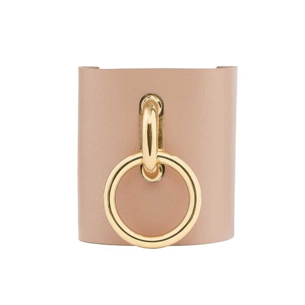 TESSA BRACELET in beige leather with large gold metal ring by MIA ATELIER at BRIGADE MONDAINE
