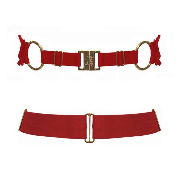 BELT Bondage ruby in satin elastic and plated d'24 Carat gold, adjustable, from the brand BODELLE collection Signature at BRIGADE MONDAINE