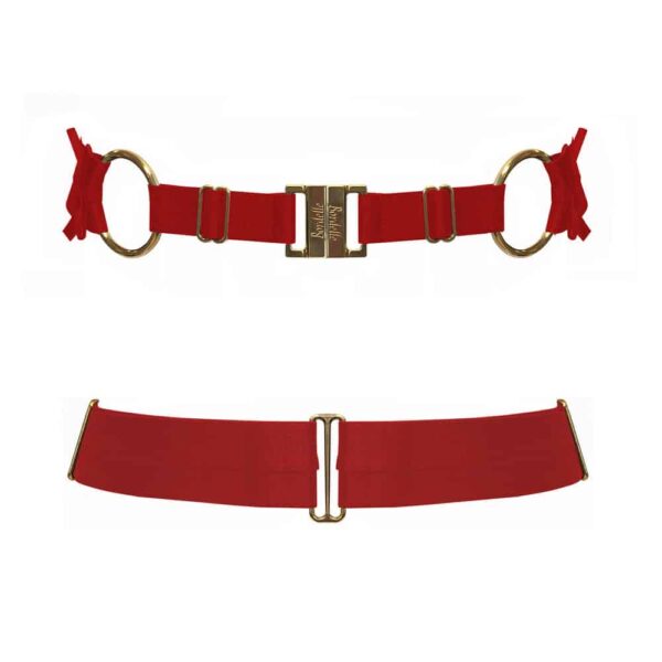 BELT Bondage ruby in satin elastic and 24 carat gold plated, adjustable, from the brand BODELLE collection Signature at BRIGADE MONDAINE