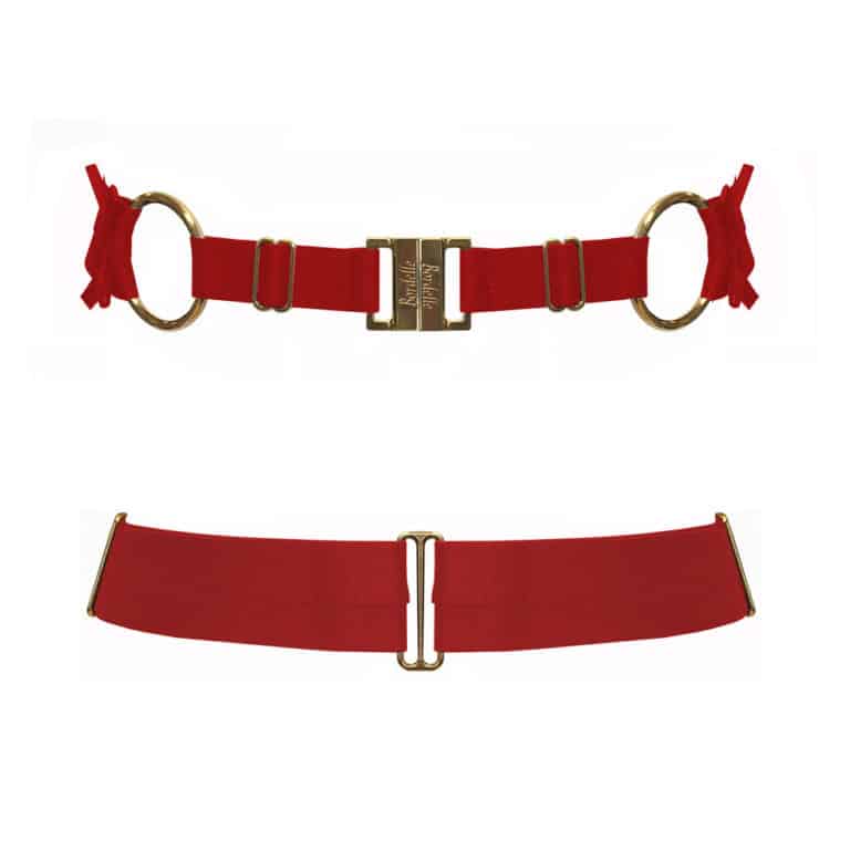 BELT Bondage rubis en élastique satiné et plaqué d'or 24 Carats, ajustable, de la marque BODELLE collection Signature chez BRIGADE MONDAINE