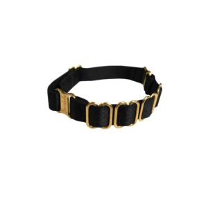 Brazalete negro ajustable Kew, en elástico satinado y chapado en oro de 24 quilates, de la colección SIGNATURE de la marca BODELLE en la BRIGADE MONDAINE