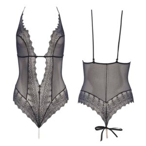 Black G-spot BODY, lace and Majorca pearls, from the BRACLI brand GENEVA collection at BRIGADE MONDAINE