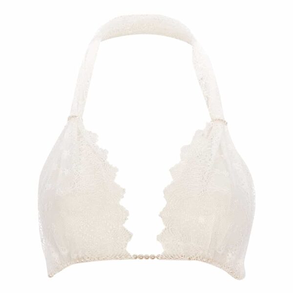 Bra BRA made of ivory lace and real Majorcan pearls from the BRACLI brand GENEVA collection at BRIGADE MONDAINE