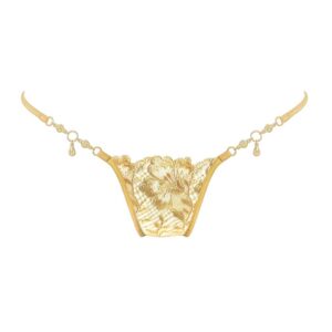 MIni Juwelen-String Gold Fever, vergoldet mit vergoldeten Beschlägen, tief ausgeschnitten