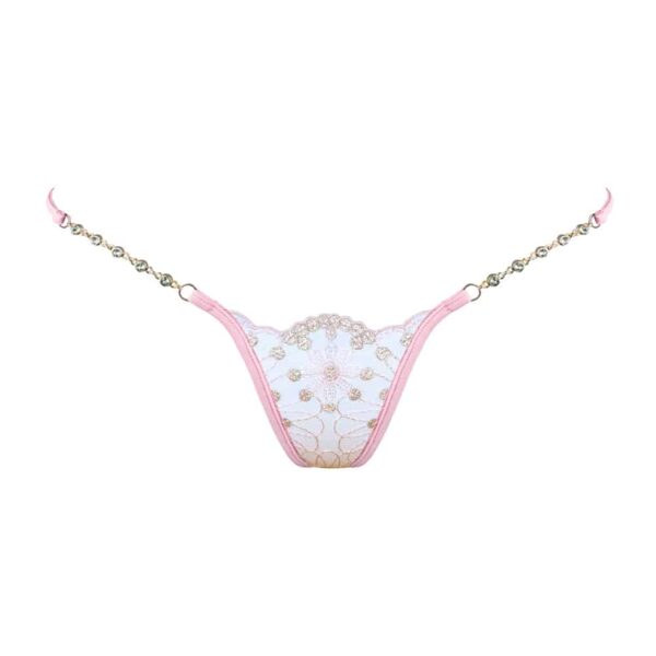 Mini G-string Bijou, white with pink color details