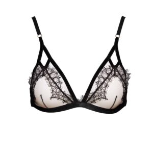 Lilitus bra combining fishnet, lace and elastic, to form strong and timeless pieces