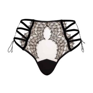 Lilitus high briefs combining fishnet, lace and elastic, to form strong and timeless pieces