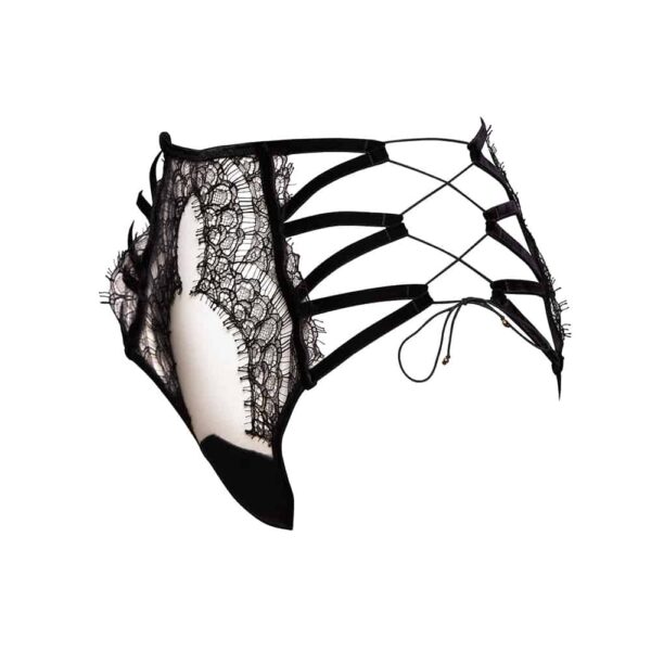 Lilitus high briefs combining fishnet, lace and elastic, to form strong and timeless pieces