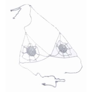 Cet article est un soutien-gorge en cristaux de la marque ELF Zhou London. Il est composé de caches tétons en cristaux. Une toile d’araignée est représentée sur chaque sein avec des cristaux afin de les habiller. Le soutien-gorge s'attache dans le cou et dans le dos. 