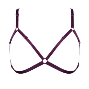 Open bra in burgundy elastic by ELF Zhou London