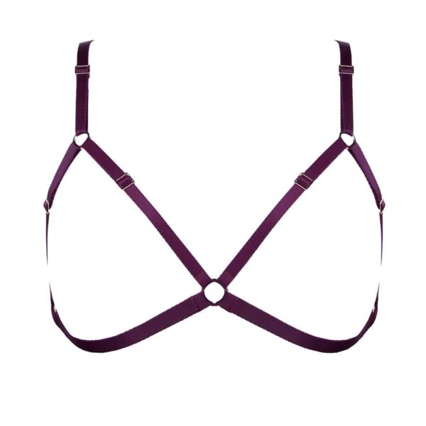 Open bra in burgundy elastic by ELF Zhou London