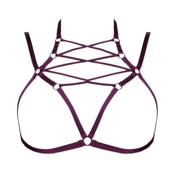 Bordeaux ELF Zhou London Elastischer Offener BH inspiriert von Shibari