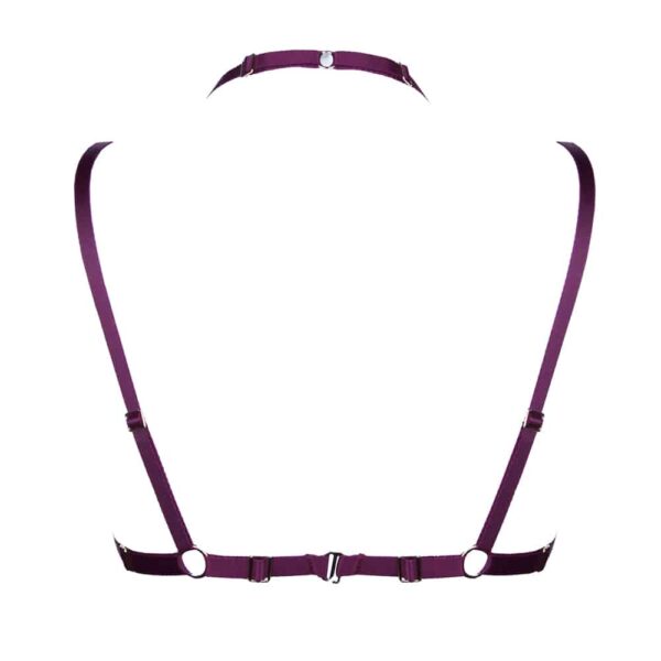 Elastic open bra Bordeaux ELF Zhou London inspired by Shibari