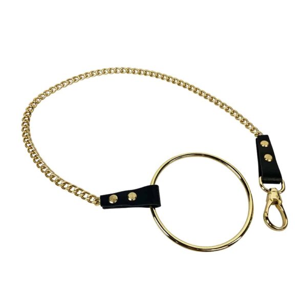 Gold chain leash with snap hook and ring at the end, gold finish, by ELF Zhou London