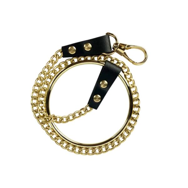 Gold chain leash with snap hook and ring at the end, gold finish, by ELF Zhou London