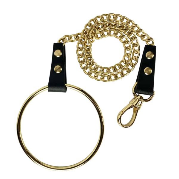 Gold chain leash with snap hook and ring at the end, gold finish, by ELF Zhou London