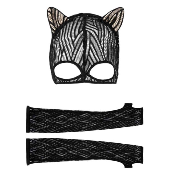 Ensemble Onde Sensuelle masque et gant chat de la marque Atelier Amour disponible chez Brigade Mondaine.