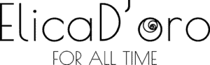 Elica d'Oro For all time-Logo auf transprentem Hintergrund. Die Buchstaben sind in runder Typografie.