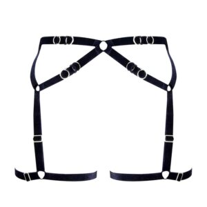 Suspender belt of the brand ElF ZHOU LONDON in black color. Velvet suspender belt that brings an erotic aspect. It frames and defines for a seductive effect