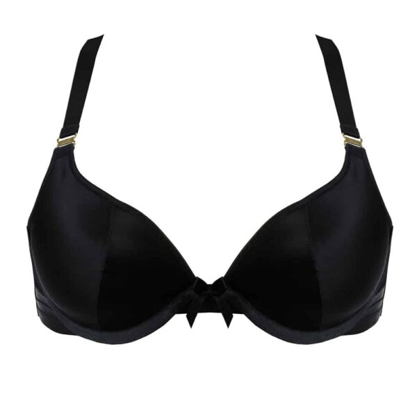 Bordelle signature black push-up bra with 24-carat finish and adjustable at brigade mondaine