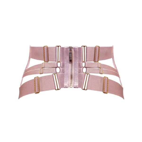 2 pieces in 1, the Kora suspender belt can also be worn as a corset belt, once its 4 removable suspenders are removed. A versatile and elegant piece of lingerie made of shiny satin elastic inserts, adjustable via 24 carat gold plated sliders at the back of the waist. Closes with a large 24 karat gold-plated zip. All elastic straps are adjustable to your morphology for a guaranteed comfort. Garter clips to use with suspenders or stockings. Wear this piece with a Kora lingerie set and dare to wear it over a tight dress, jumpsuit or pencil skirt for a sensual look.