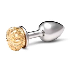 Accessory anal plug in silver bronze and gold crown decoration.