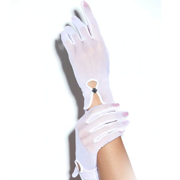 Gants blancs en résille transparente