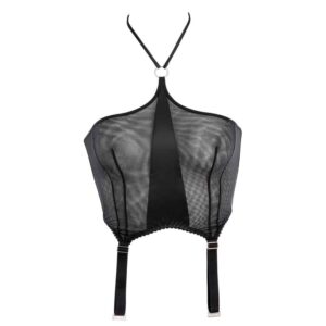 The Aspic Silk Corset (without underwire) by Gonzales Affaires is made entirely of tulle and silk. A variation of the Top Khan, this corset is loose on the shoulders and closes behind the back and neck with 6 adjustable zippers. A silver ring in the center embellishes this very trendy piece. Fully adjustable back for maximum comfort. This original creation is entirely handmade in the workshops of the brand in Spain and is available at Brigade Mondaine.