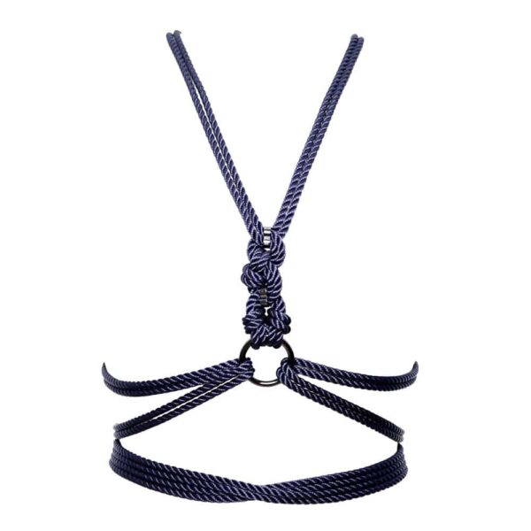 Based on FOA's iconic revision of the Japanese art of rope bondage, the super versatile Torso Knot Harness is as unique and different as you can imagine. With a "hishi" patterned base structure of soft polyester rope and brass and bronze colored zinc alloy hardware, our new harness offers an extra length of loose rope allowing you to enjoy the creativity and versatility of completing the harness in your own designs. With the Self-Tie, you get several different harnesses all in one. The Self-Tie is adjustable to any size and will come with easy to follow instructions showing the two main variations of harness attachment. Available from Brigade Mondaine.