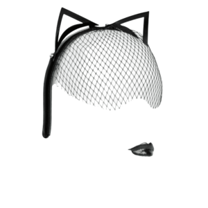 Cat ears and black fishnet veil from the French Kiss collection by Fraulein Kink, available at Brigade Mondaine