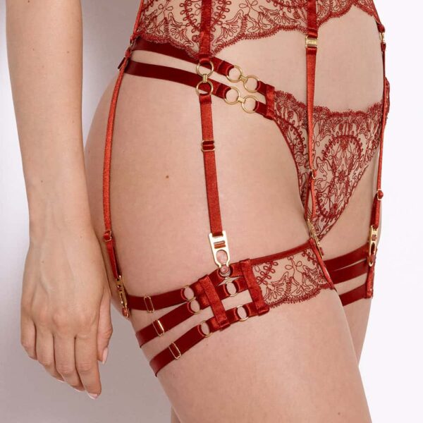 BORDELLE CYMATIC Red Lace Garters
