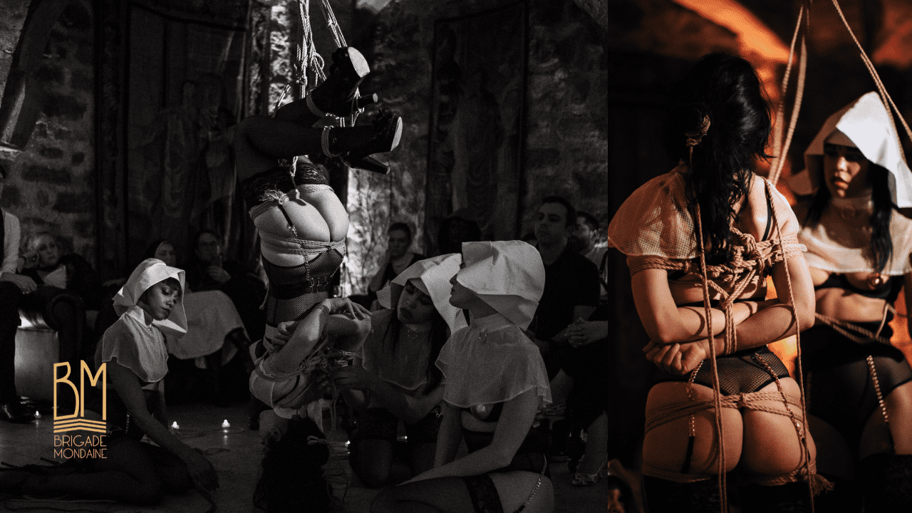 Marie Sauvage, espectáculo Shibari en colaboración con Brigade Mondaine