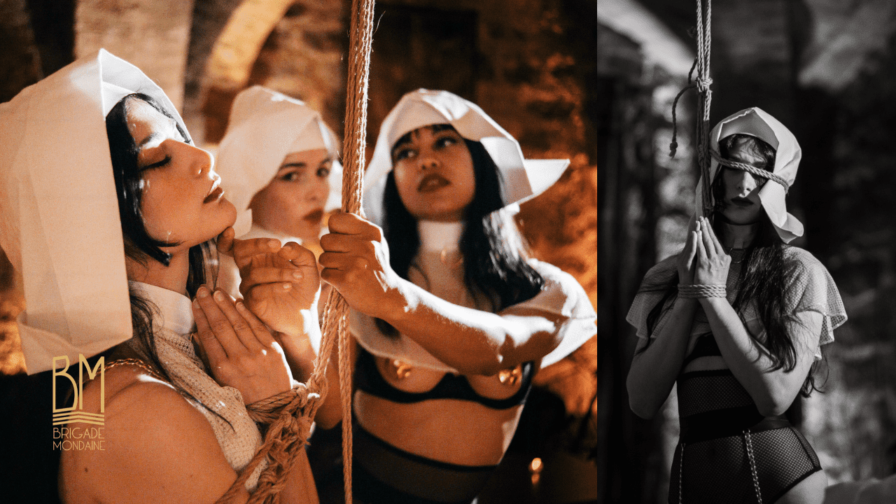 Marie Sauvage, espectáculo Shibari en colaboración con Brigade Mondaine