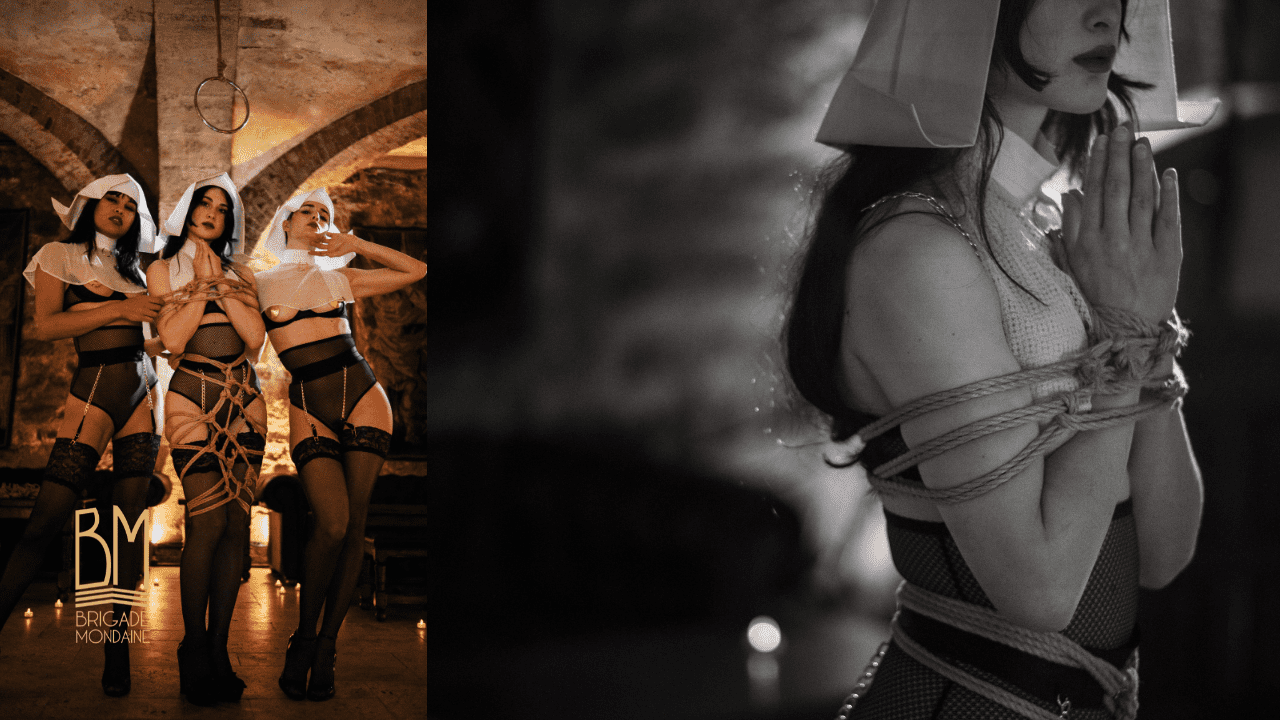 Marie Sauvage, espectáculo Shibari en colaboración con Brigade Mondaine