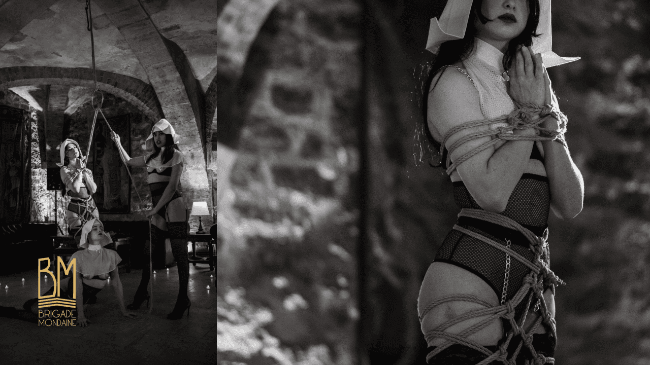 Marie Sauvage, espectáculo Shibari en colaboración con Brigade Mondaine