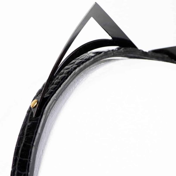 The Croco Headband by Fraulein Kink. Entirely handmade in the brand's Berlin workshop from laser-cut Italian patent leather and gold-plated brass.