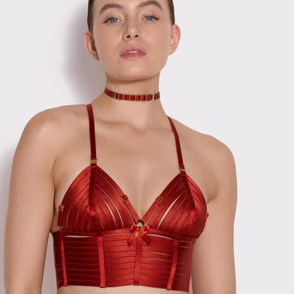 Bustier with gold-plated back closure and hand-crafted necklace