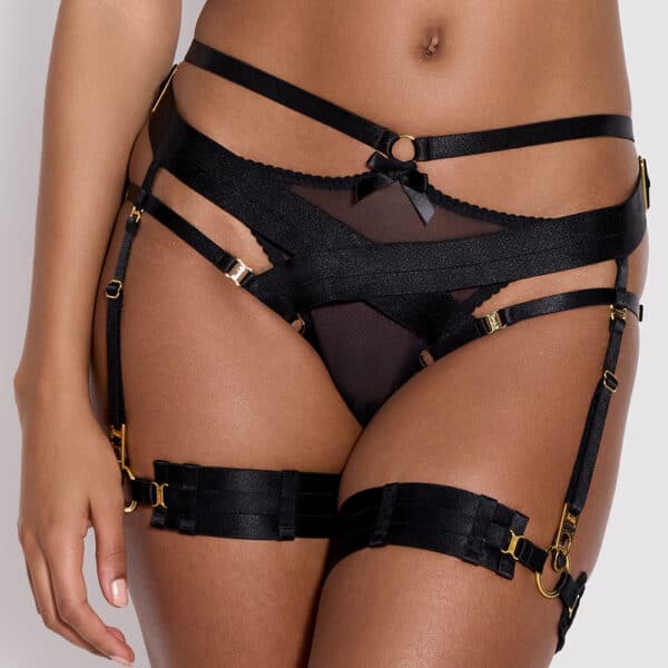 String, Strumpfhalter und Strumpfgürtel aus der Signature Collection schwarz von Bordelle