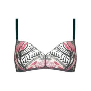 Pink and green handmade lace bra