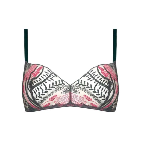 Pink and green handmade lace bra